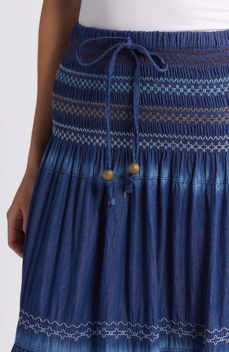 NIKKI LUND Selena Embroidered Denim Maxi Skirt, Alternate, color, 