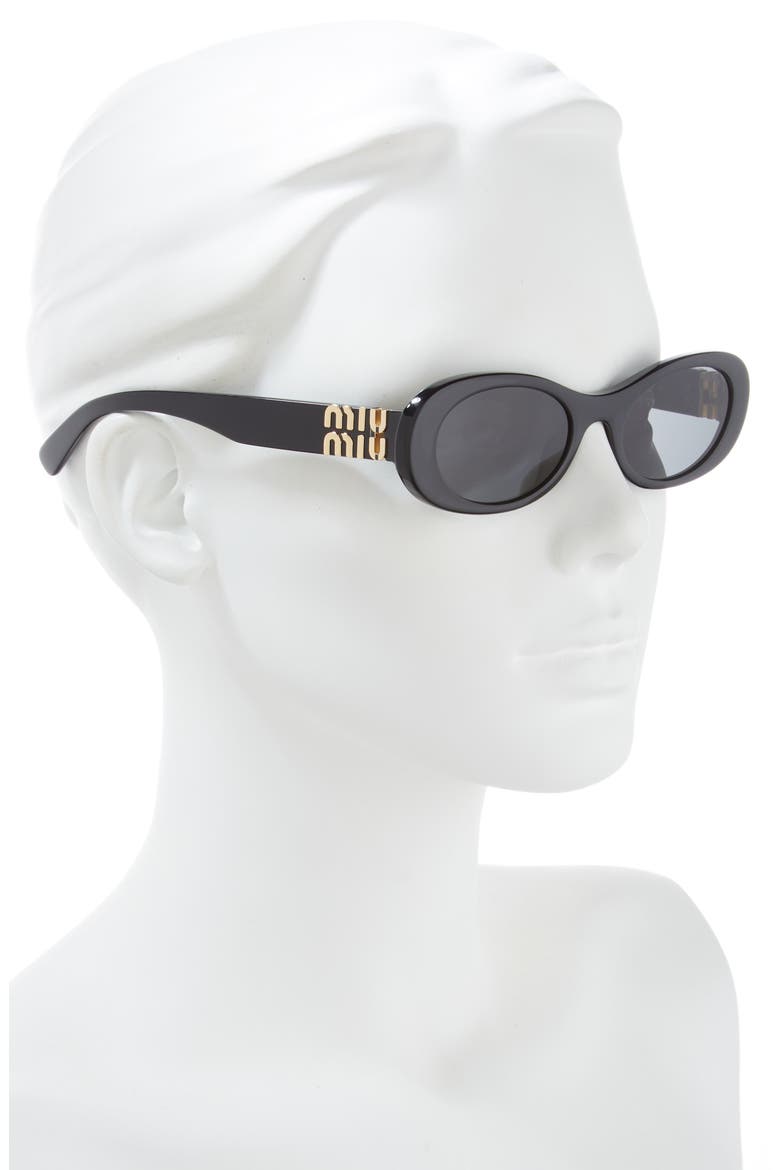 50mm Oval Sunglasses, Alternate, color, BLACK / DARK GREY