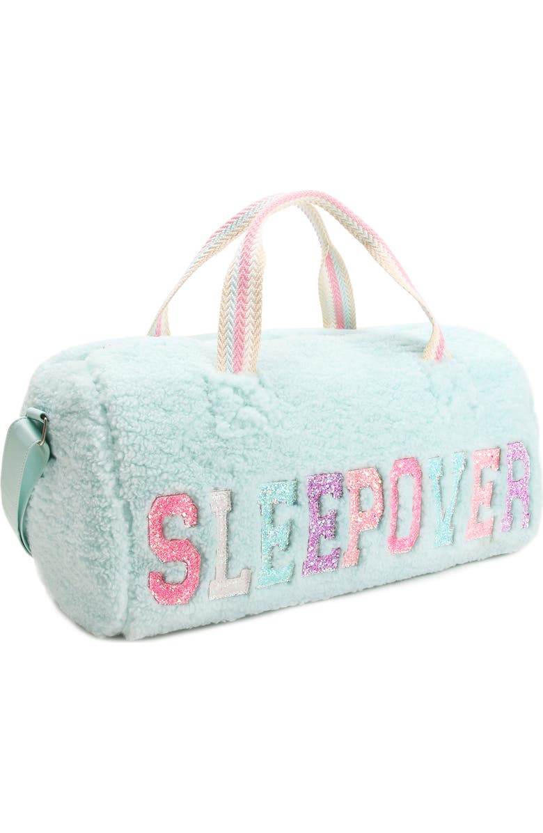 OMG Accessories Kids' Sleepover Faux Fur Duffle Bag, Alternate, color, Light Aqua