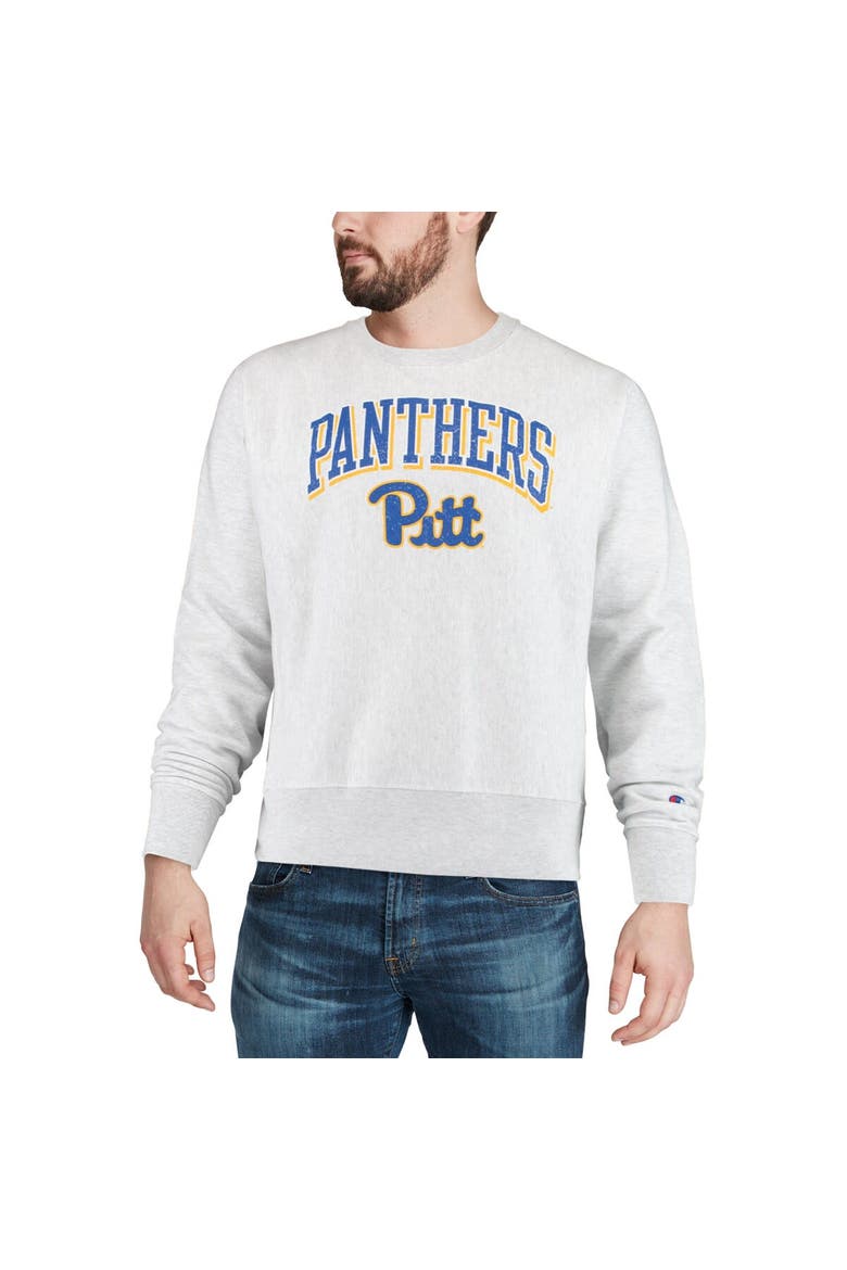 Men's Champion Gray Pitt Panthers Arch Over Logo Reverse Weave Pullover Sweatshirt, Alternate, color, Gray