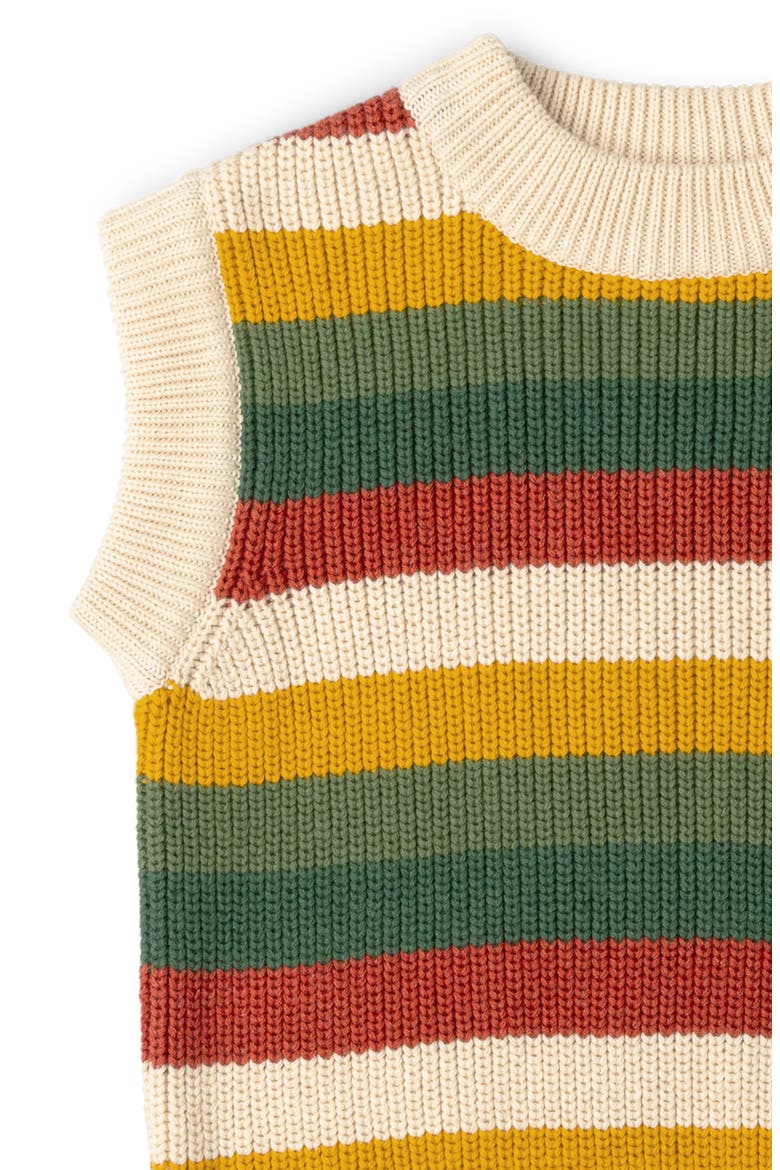 Kids' Stripe Sleeveless Organic Cotton Sweater, Alternate, color, BEIGE MULTI