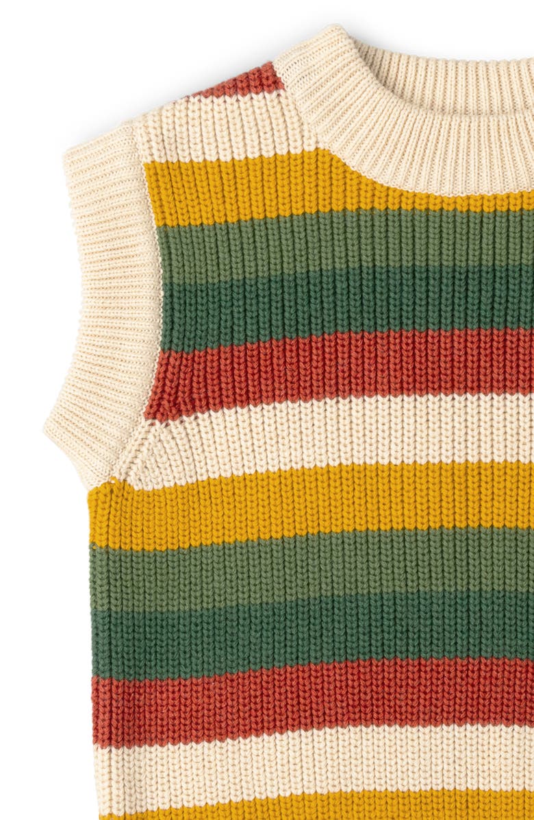 Little Green Radicals Kids' Stripe Sleeveless Organic Cotton Sweater, Alternate, color, Beige Multi