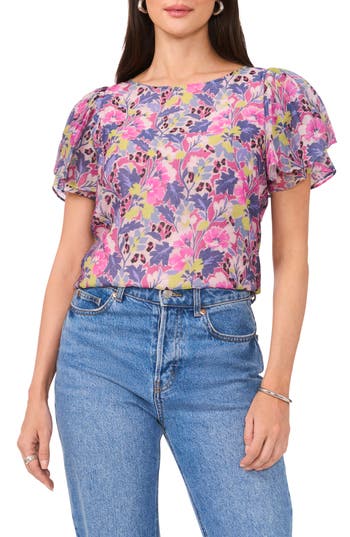 Vince Camuto Floral Tulip Sleeve Top