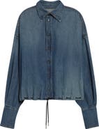 Brandon Maxwell The Leland Drawstring Denim Shirt