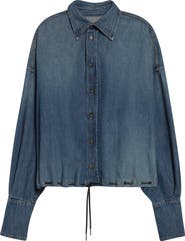 Brandon Maxwell The Leland Drawstring Denim Shirt