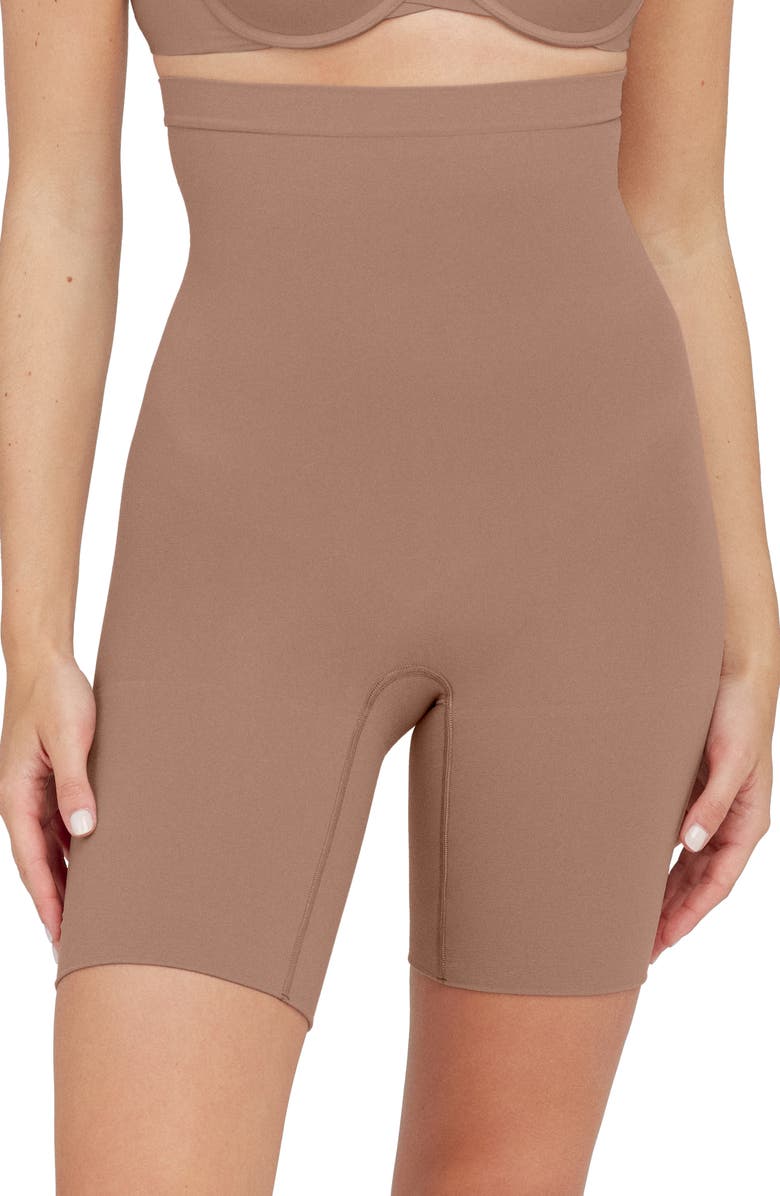 SPANX<sup>®</sup> High Waist Shaping Shorts, Main, color, Cafe Au Lait