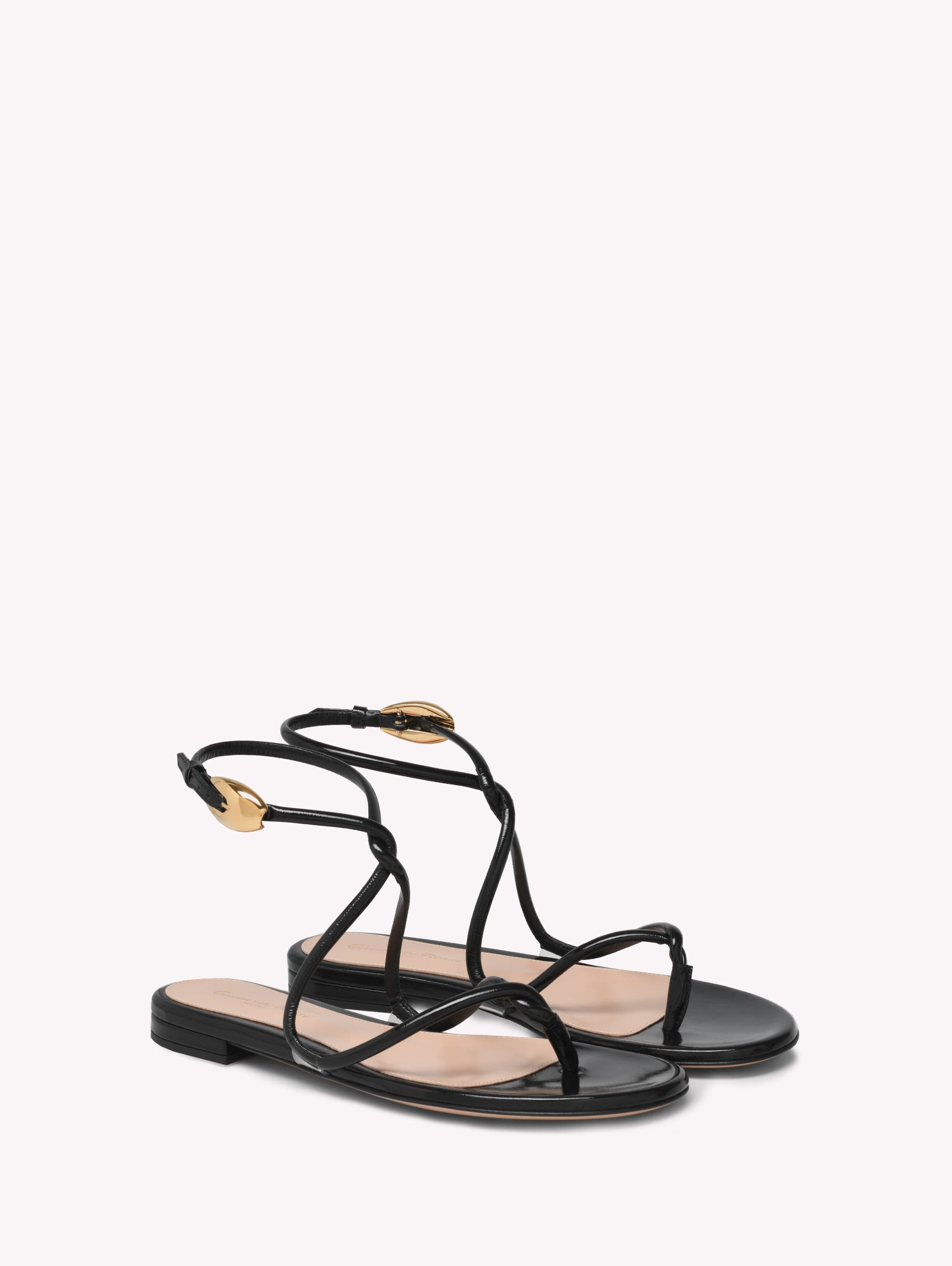 Gianvito Rossi Jungle Mamba Flat Sandals, Alternate, color, Black