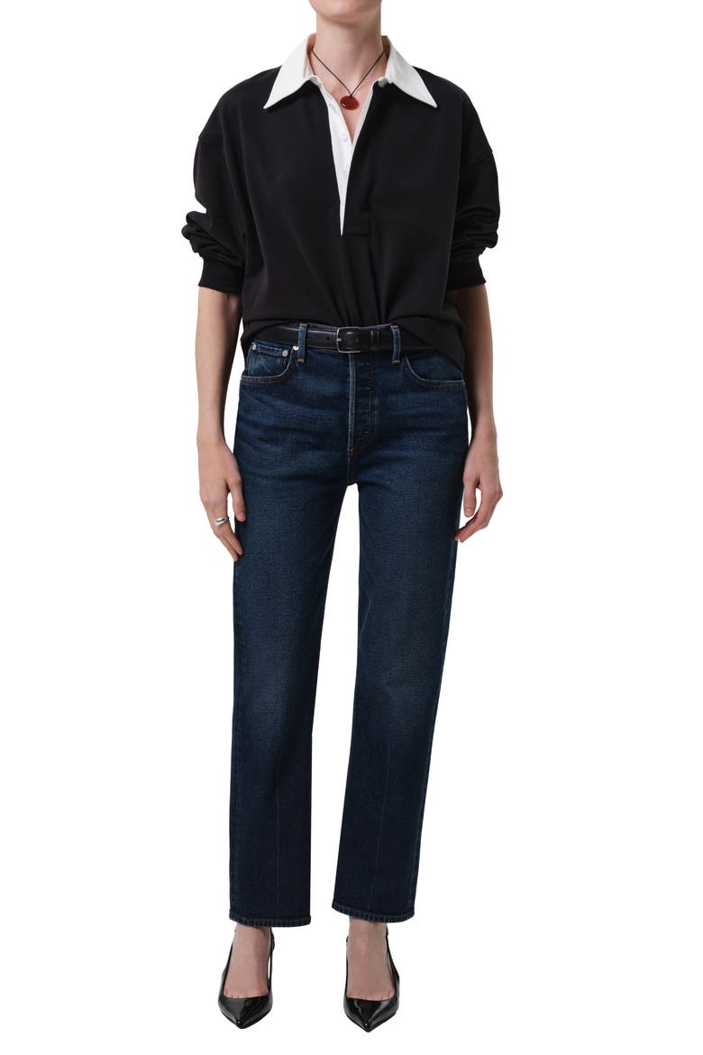 Blaine High Waist Ankle Straight Leg Jeans, Alternate, color, SUTHERLAND DARK
