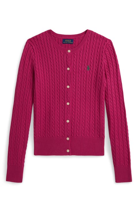 Kids' Cable Knit Cotton Cardigan (Big Kid)