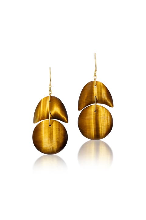 Tiger's Eye Tiny Arp Drop Earrings