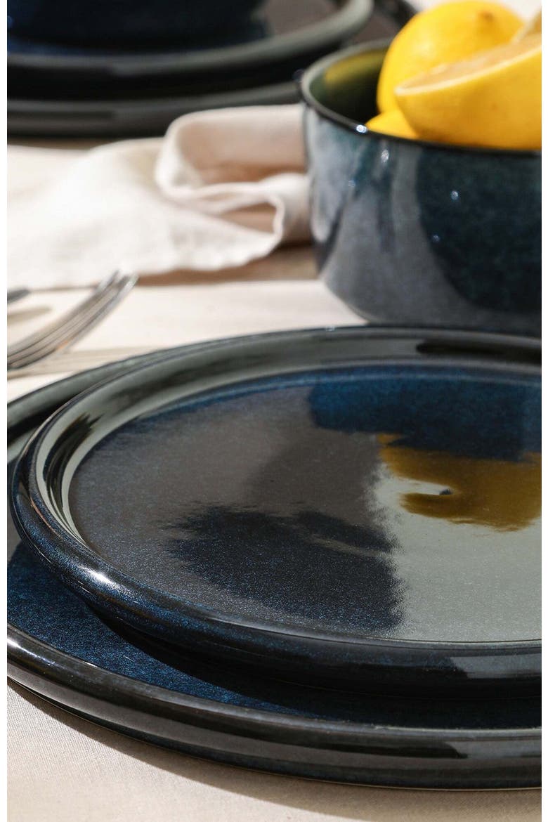 Eden Stoneware 24-Piece Dinnerware Set, Alternate, color, Dark Blue