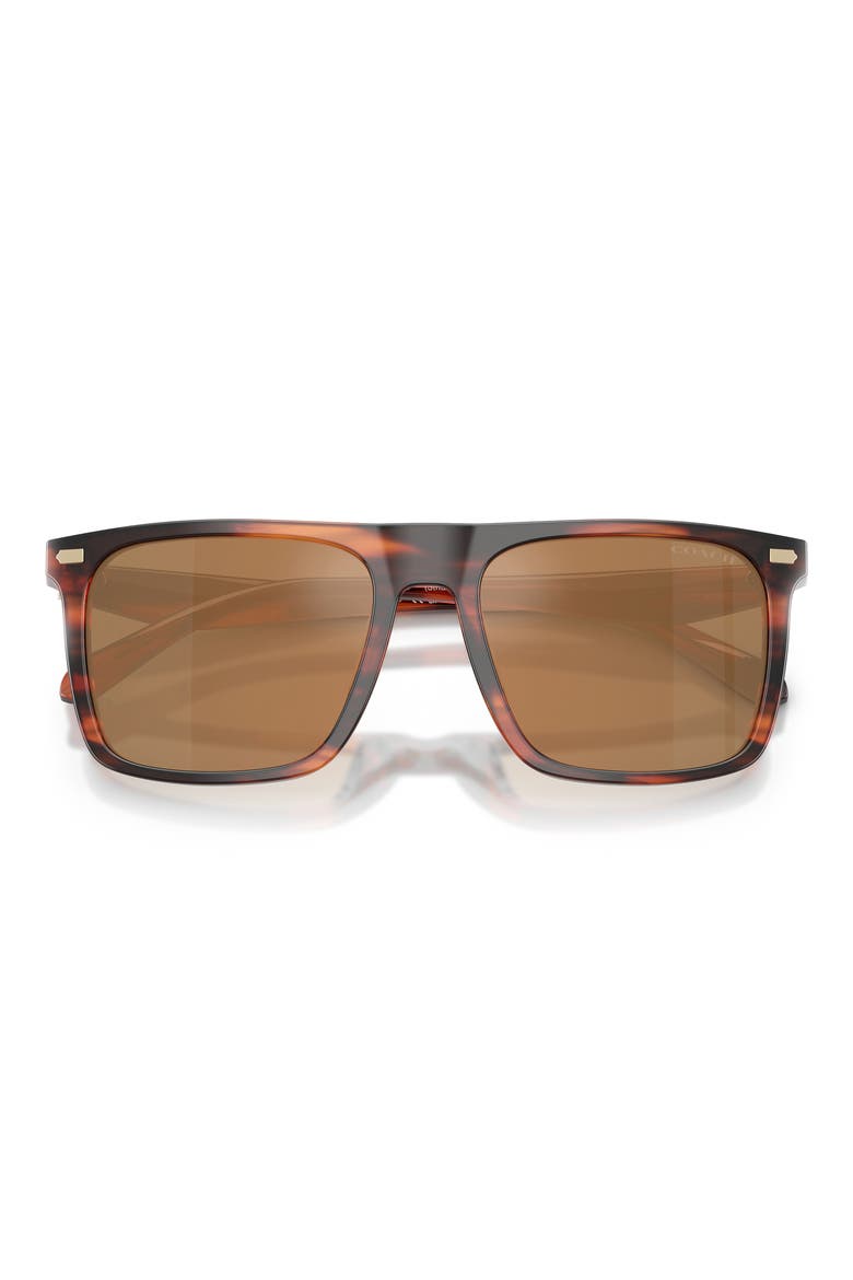 57mm Flat Top Square Sunglasses, Alternate, color, STRIATED CARAMEL / BROWN FLASH