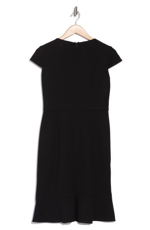London Times Ruffle Cap Sleeve Scuba Dress In Black