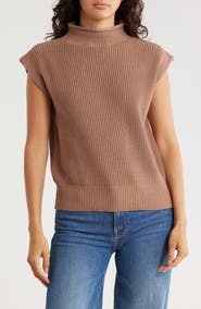 Blu Pepper Mock Neck Cap Sleeve Sweater