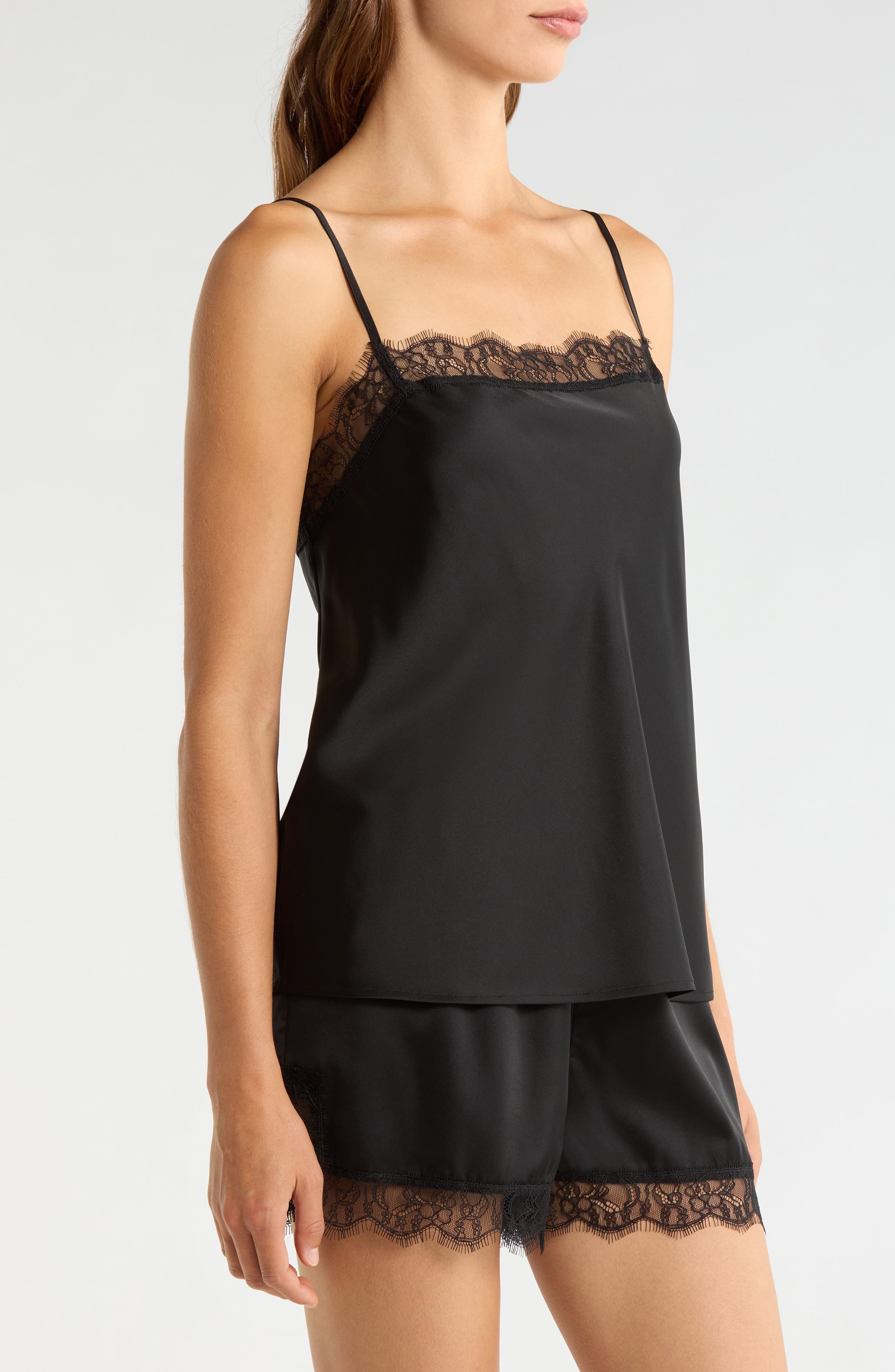Nordstrom Scalloped Lace Trim Square Neck Satin Camisole (Women
