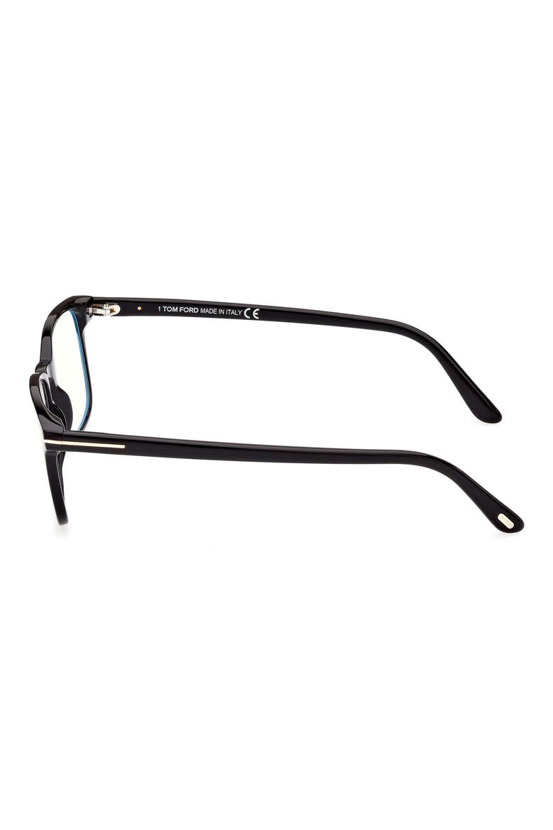 55mm Rectangular Blue Light Blocking Glasses, Alternate, color, SHINY BLACK