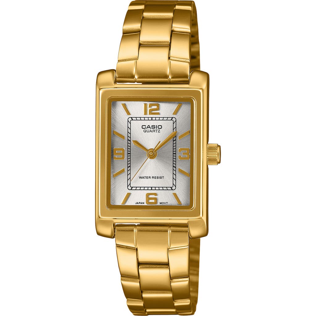 Casio Tank Goldtone Bracelet Watch, 32mm X 21mm