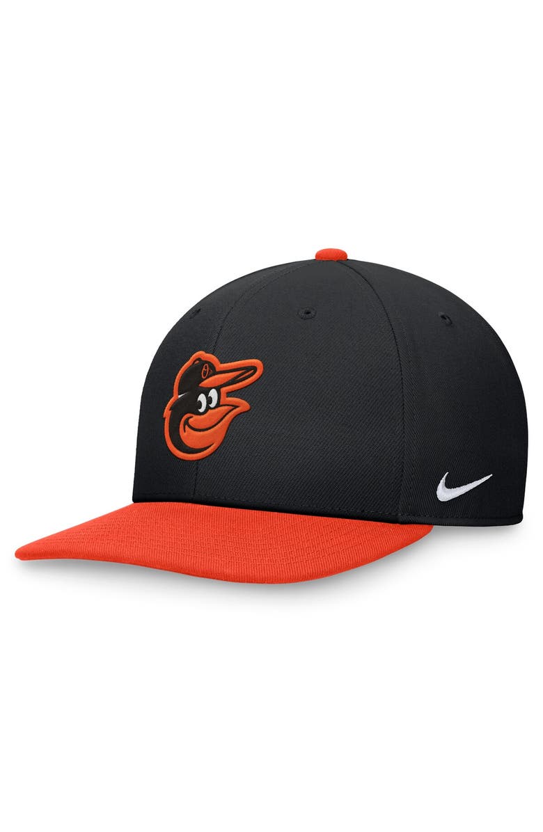 Nike Men's Nike Black/Orange Baltimore Orioles Two-Tone Snapback Hat, Main, color,