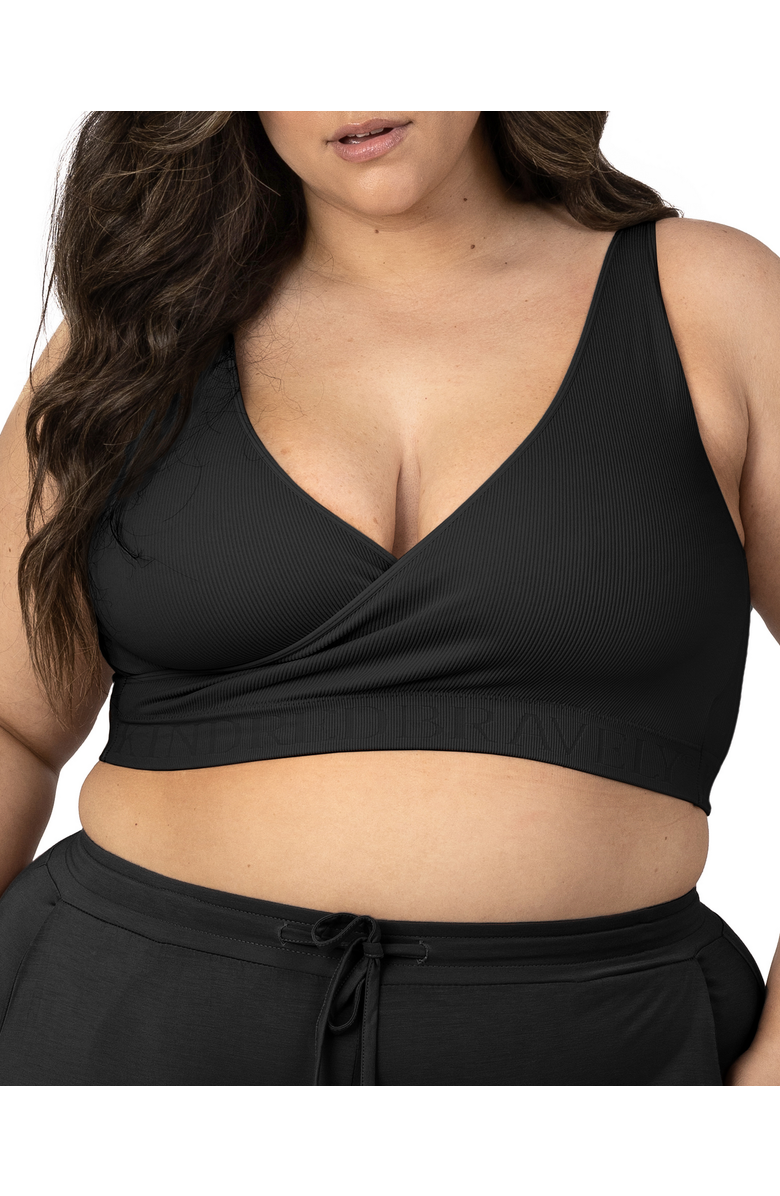 Kindred Bravely Busty Sublime Adjustable Crossover Nursing & Lounge Bra -Sizing Options from E-I Cup, Main, color, Black