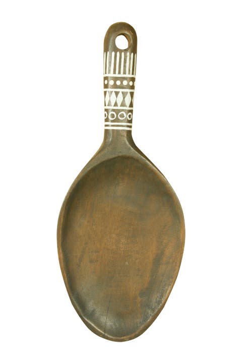 Decorative Mango Wood Wall Spoon with Painted Pattern