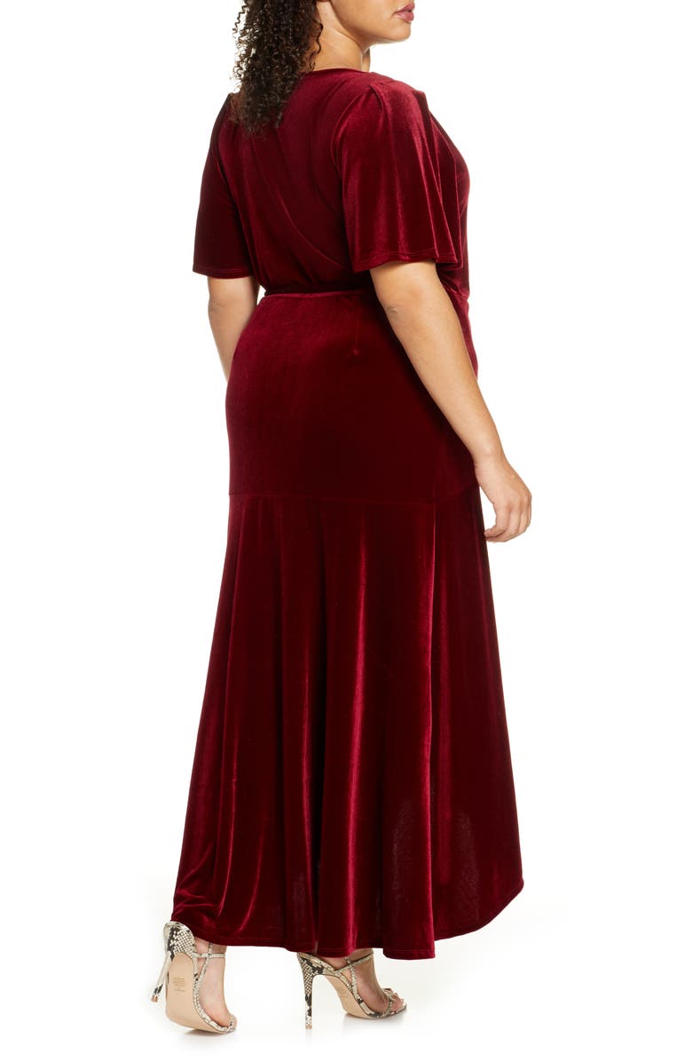 Leith Velour Maxi Wrap Dress, Alternate, color, 