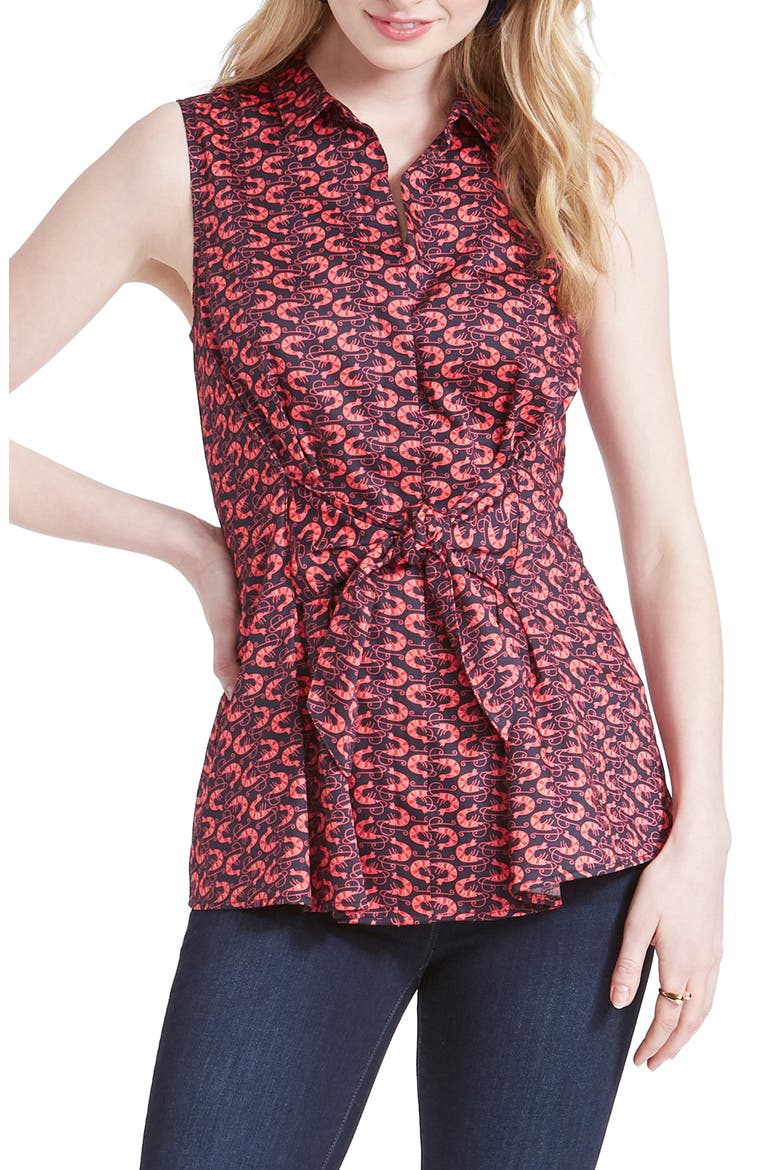 Cocktail Hour Tie Front Blouse, Main, color, RED MULTI