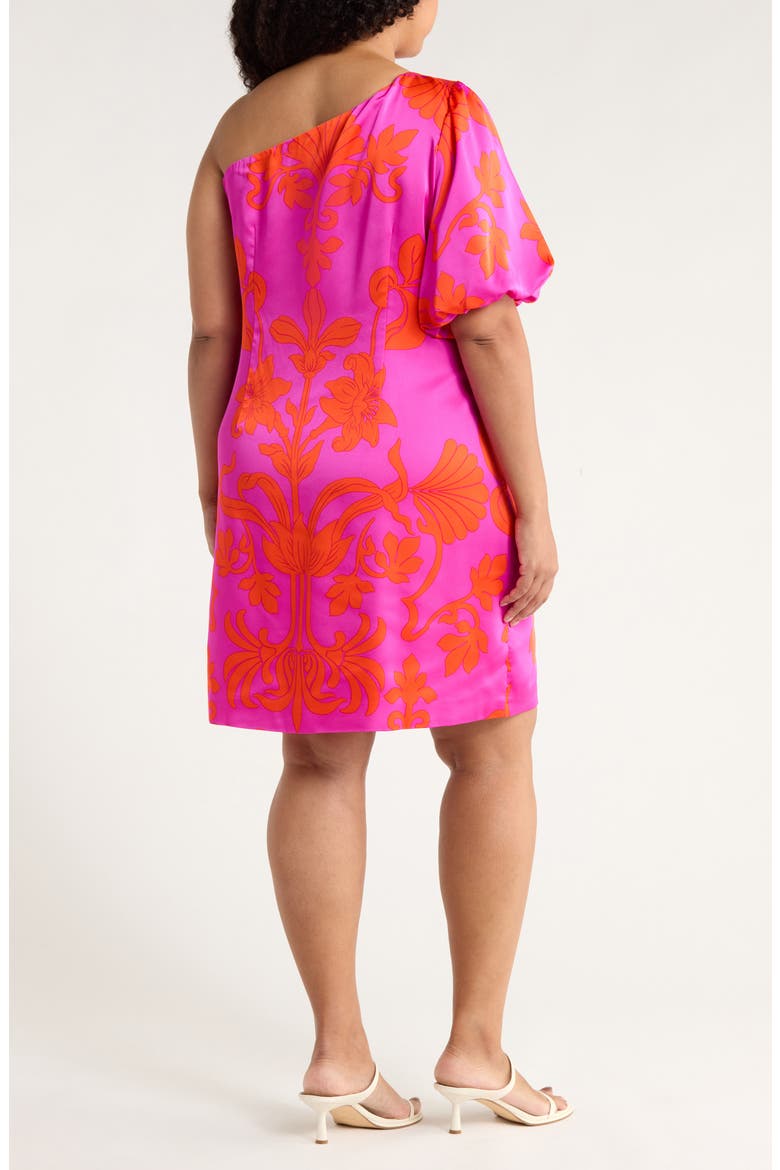 Vallie Floral One-Shoulder Satin Shift Dress, Alternate, color, MAGENTA-MULTI