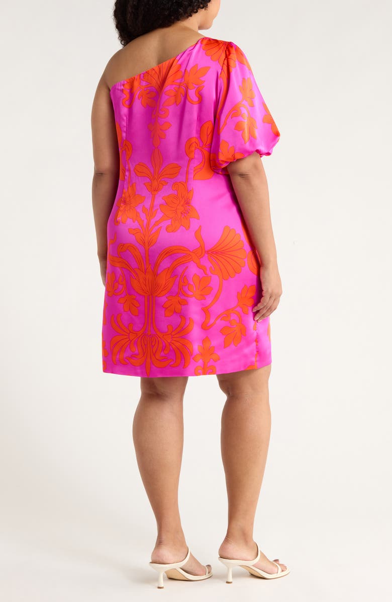 SUGARLIPS Vallie Floral One-Shoulder Satin Shift Dress, Alternate, color, Magenta-Multi