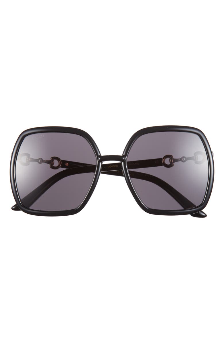 Gucci 55mm Square Sunglasses, Main, color, Black Black Grey