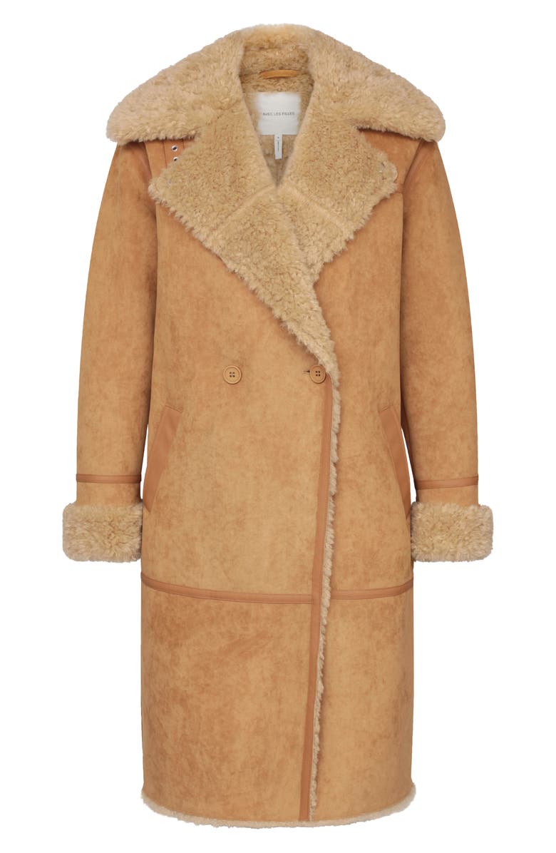 Avec Les Filles Faux Shearling Double Breasted Coat, Alternate, color,
