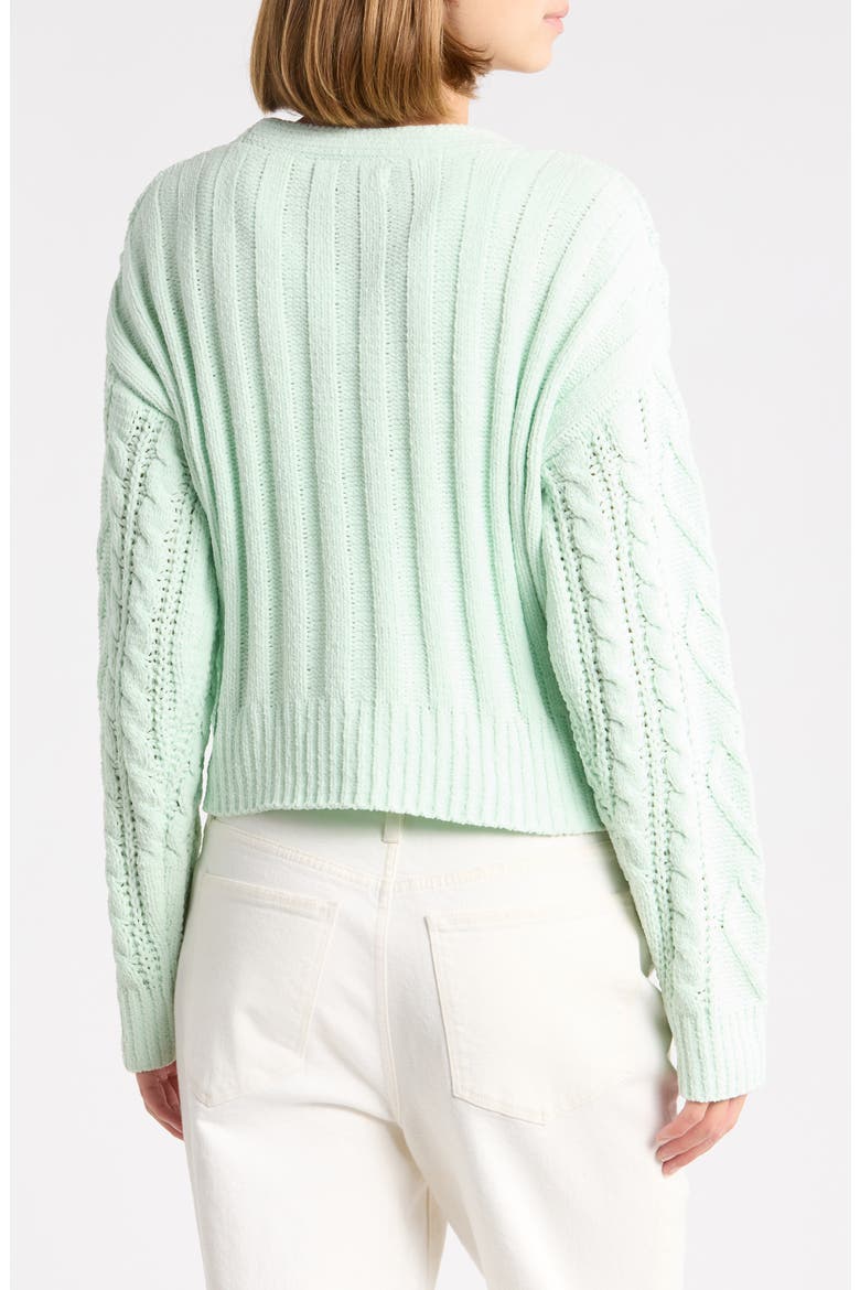 Heart Cable Bow Cardigan, Alternate, color, MINT