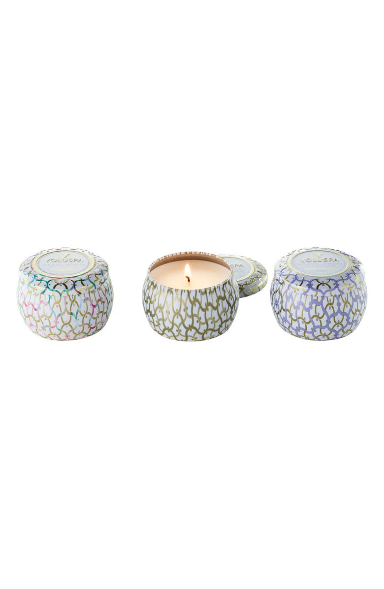 Voluspa Maison Blanc Set Of 3 Mini Tin Candles, Main, color,