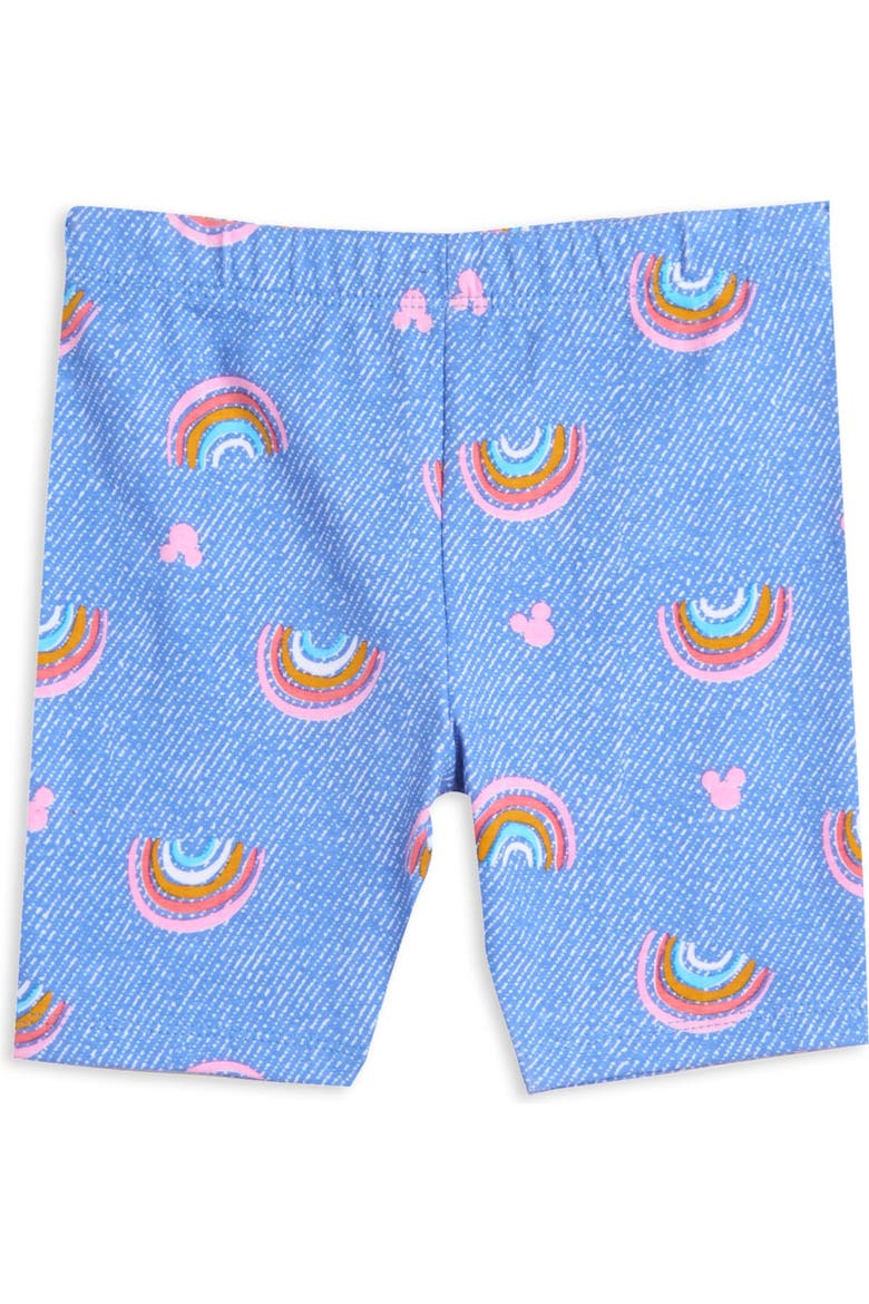 Minnie Mouse T-Shirt and Bike Shorts Set with Scrunchie, Alternate, color, Minnie White Denim