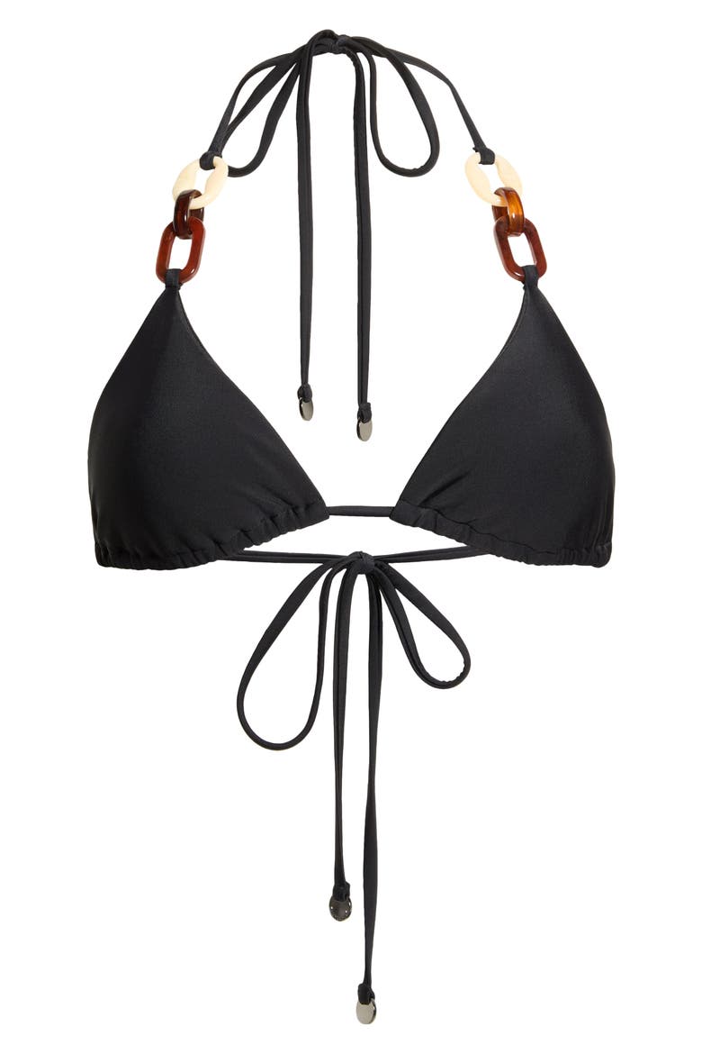 Nancy Triangle Bikini Top, Alternate, color, BLACK