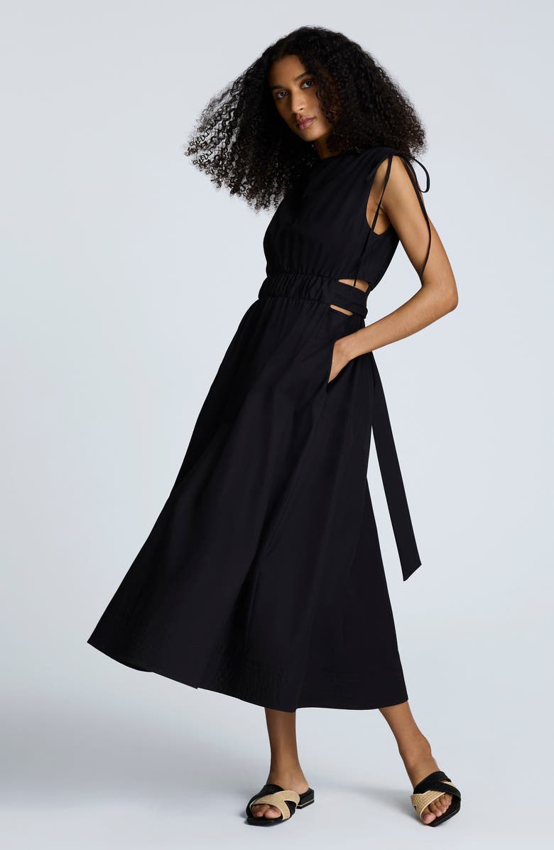 Kenneth Cole Sleeveless A-Line Midi Dress, Alternate, color, Black