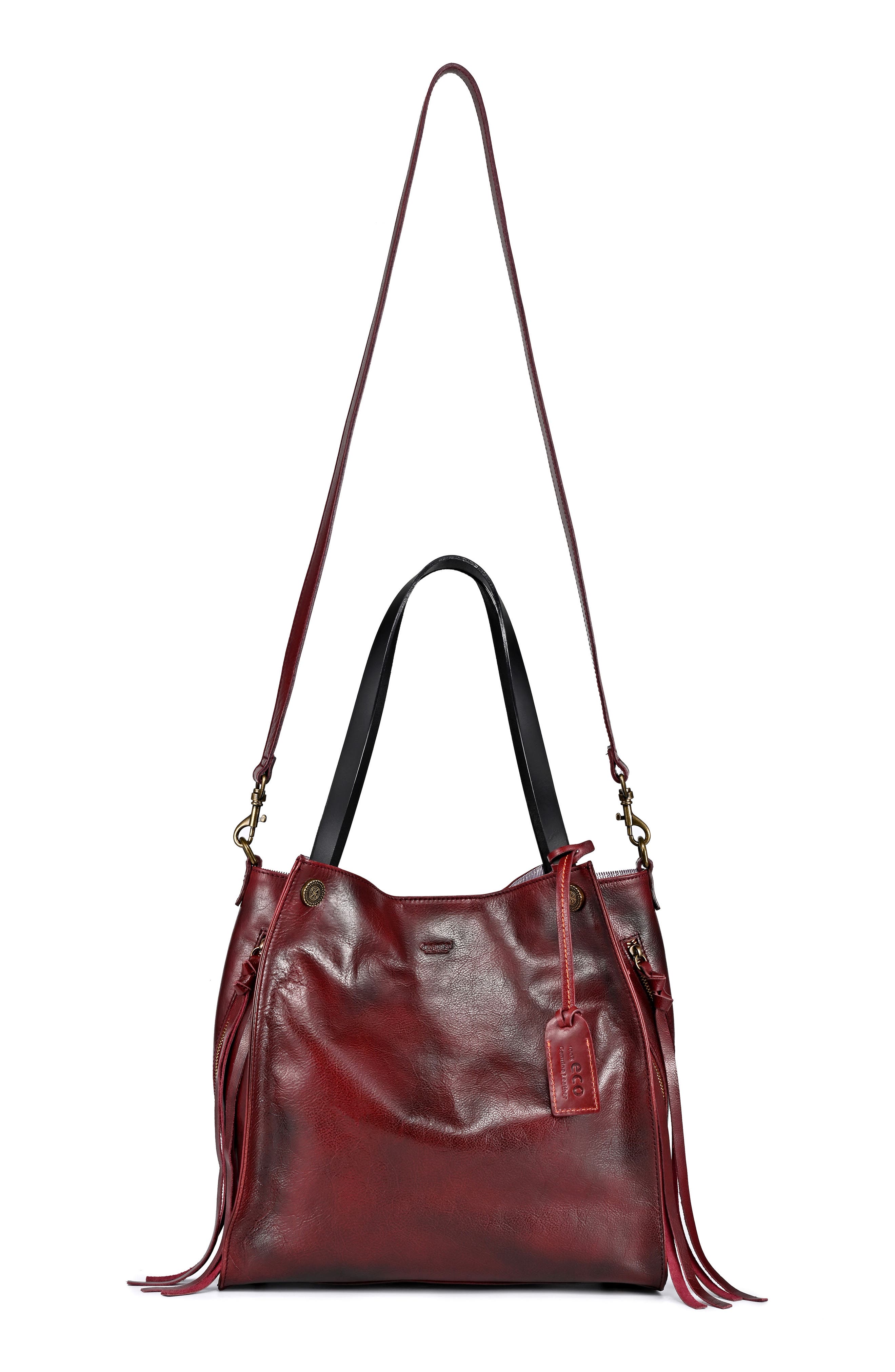 Daisy Leather Tote Bag, Alternate, color, rusty red