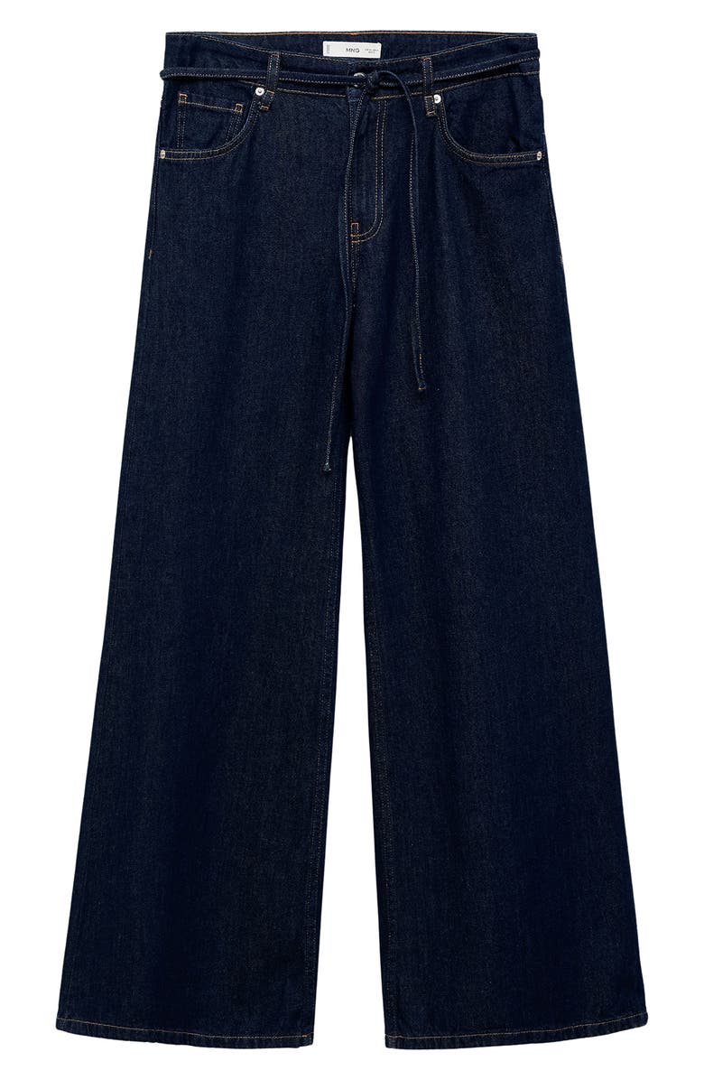 MANGO Olivia Belted Wide Leg Jeans, Alternate, color, Open Blue