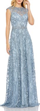 Mac Duggal Women’s Lace Embellished Cap Sleeve Formal Gown