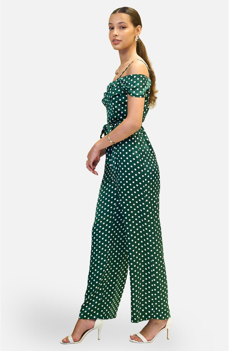 Yumi Spot Bardot Jumpsuit, Alternate, color, Green