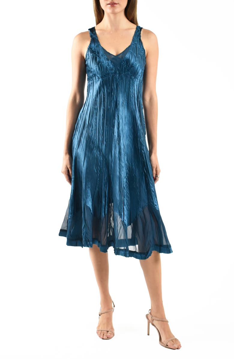 Komarov Charmeuse & Chiffon Cocktail Dress with Jacket, Alternate, color, Mediterranea