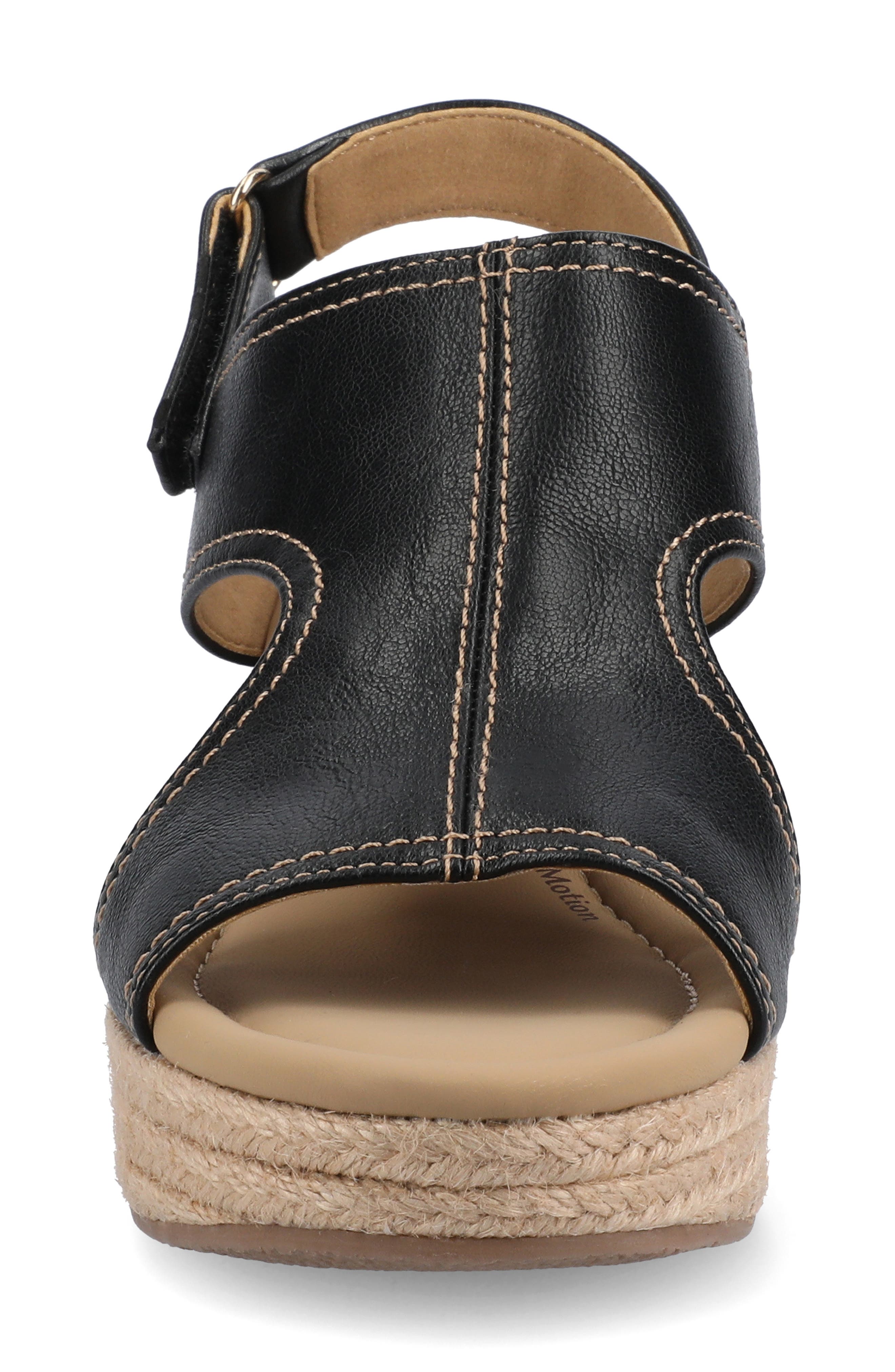 Journee Collection Rayleigh Wedge Sandal, Alternate, color, Black