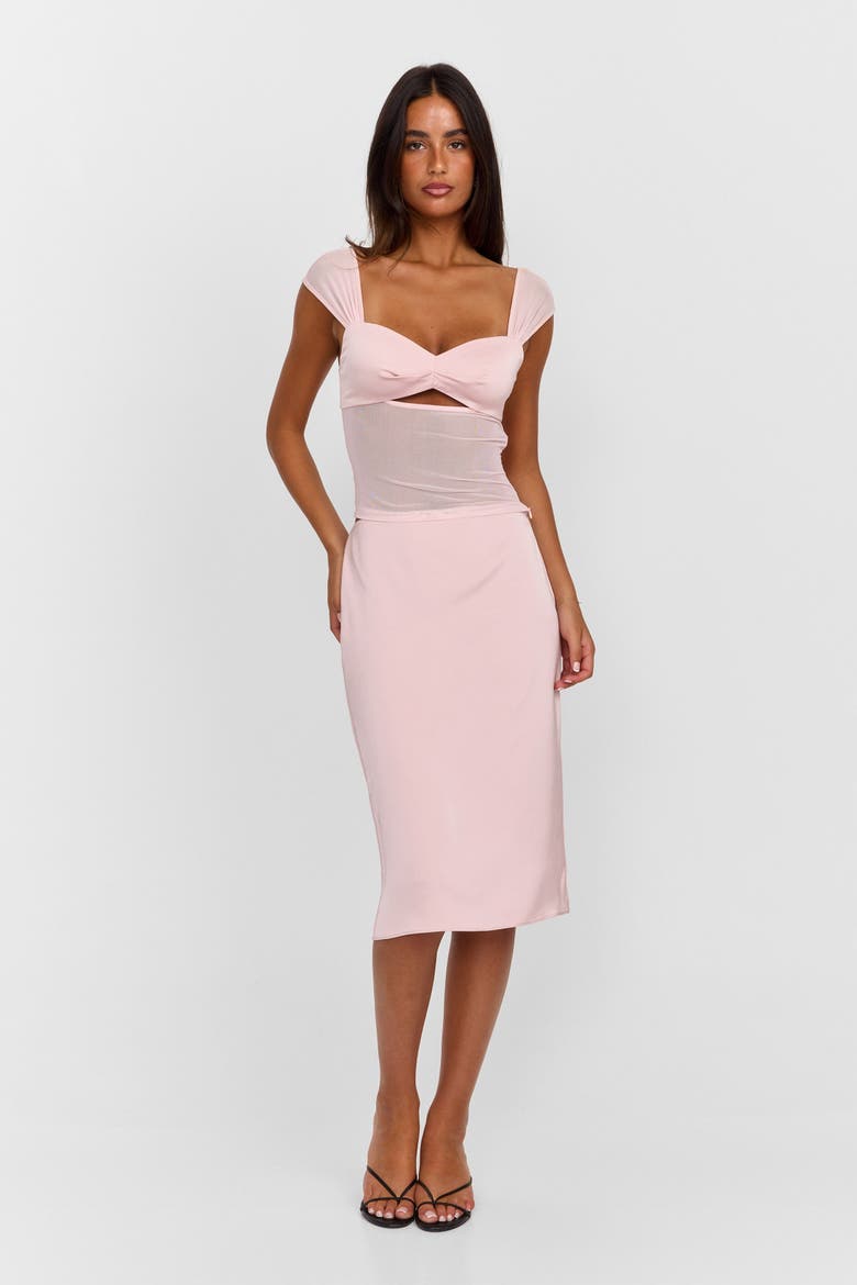 Anastasia Satin Midi Skirt, Main, color, Pink
