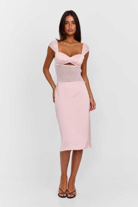 Anastasia Satin Midi Skirt