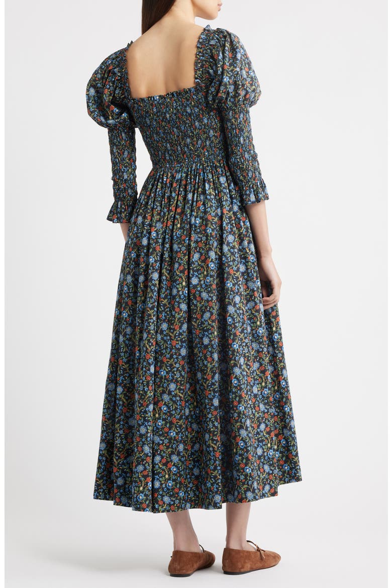 Bijou Floral Midi Dress, Alternate, color, NOIR PRAIRIE DE MONTAGNE
