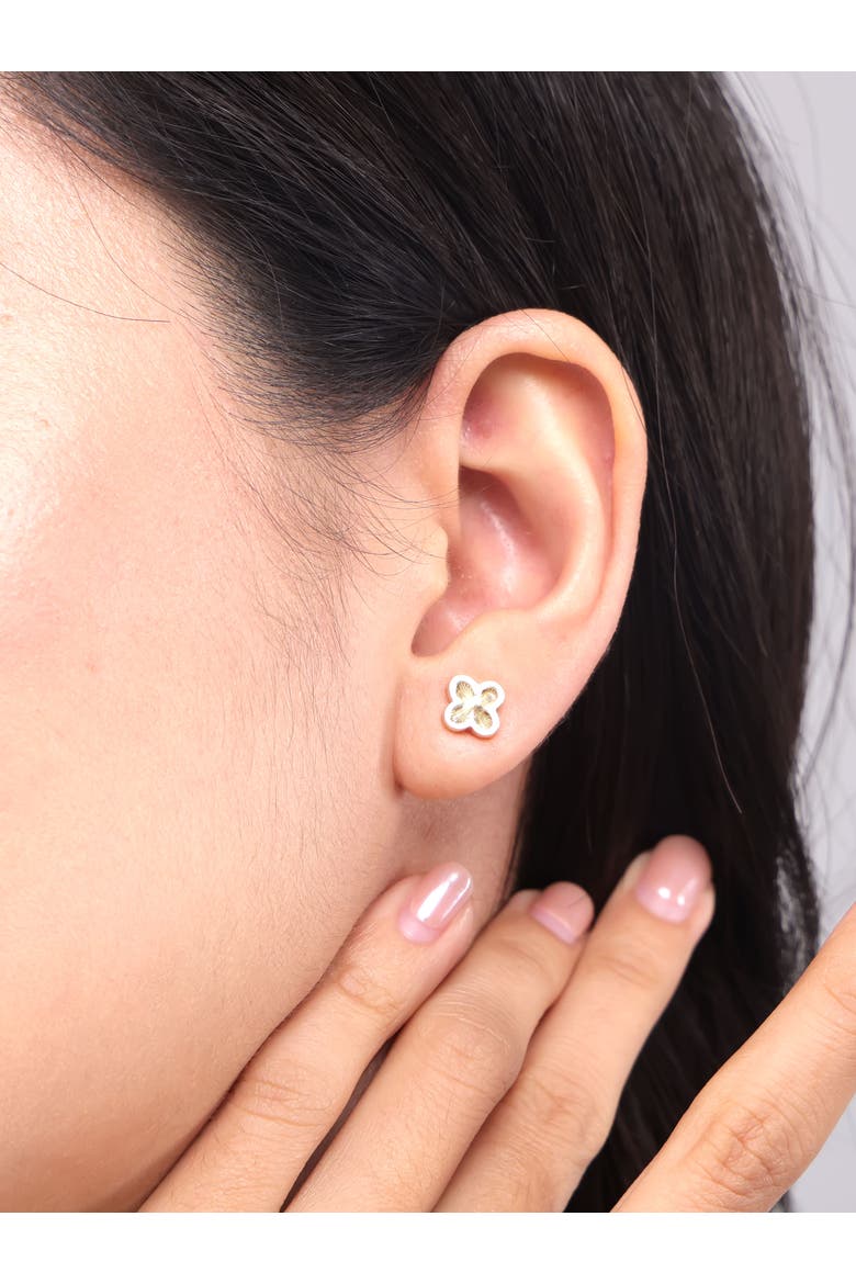 Clover Stud Earrings in 14K Gold, 9mm, Alternate, color, Yellow Gold