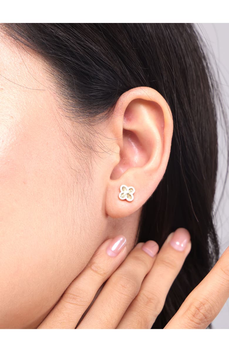 DEVATA Clover Stud Earrings in 14K Gold, 9mm, Alternate, color, Yellow Gold