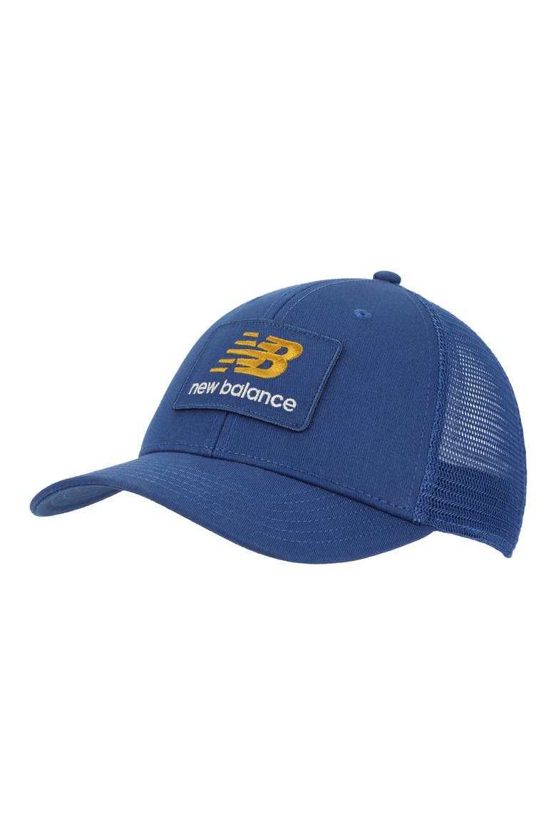 Stacked Patch Logo Trucker Hat, Main, color, GALAXY BLUE