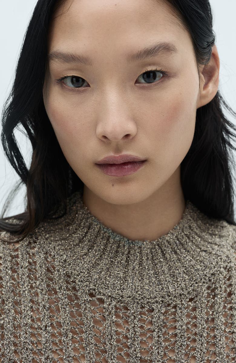 MANGO Metallic Open Stitch Sweater Vest, Alternate, color, 