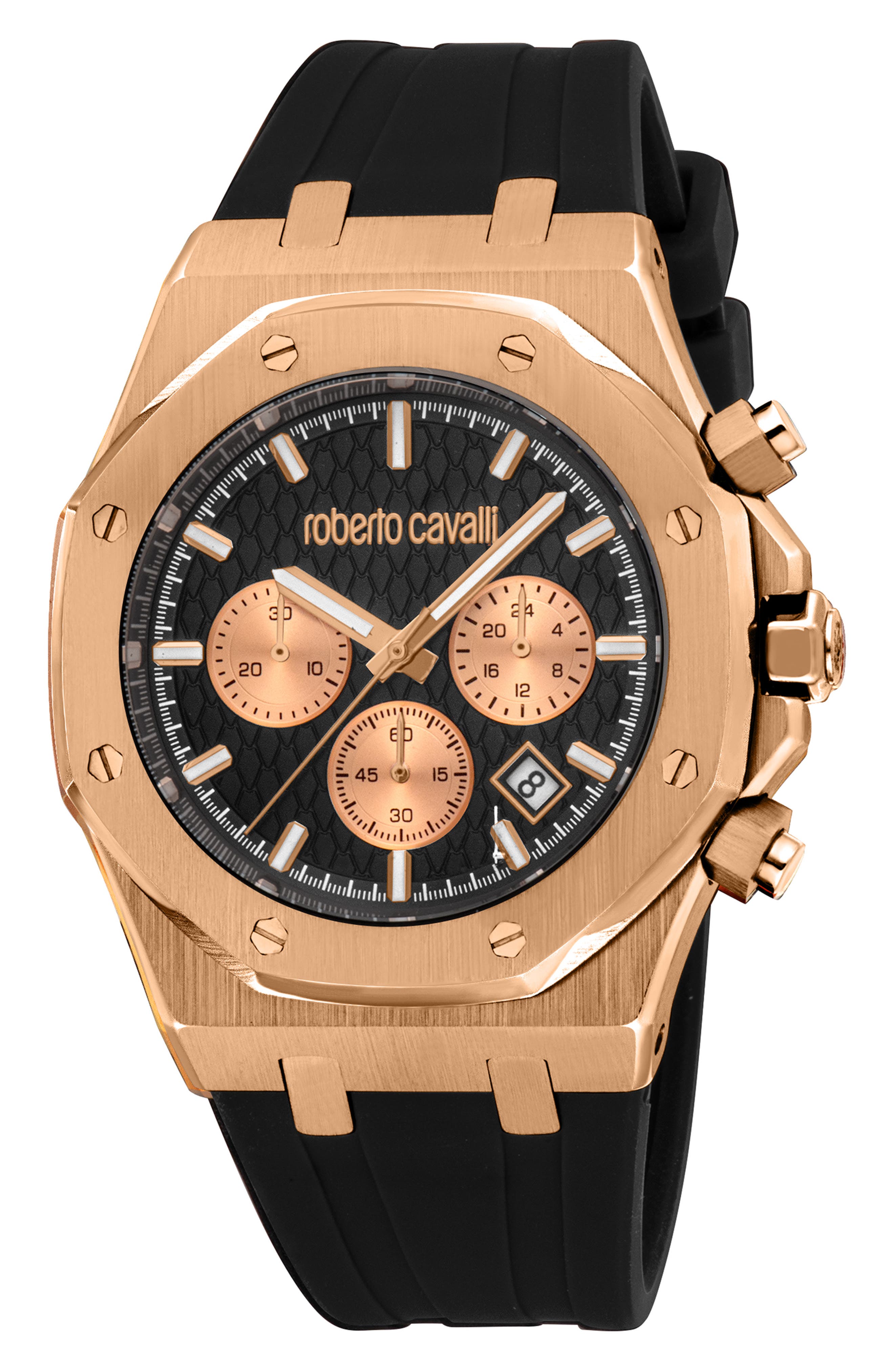 Ottago Octagonal Silicone Strap Watch, 42mm