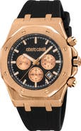 Roberto Cavalli Ottago Octagonal Silicone Strap Watch, 42mm